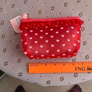 Anthropologie Pink Heart Pouch